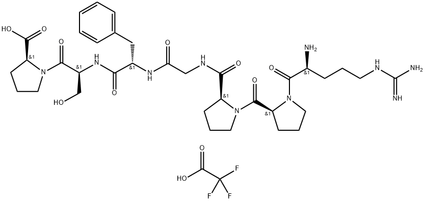 (S)-1-((S)-2-((S)-2-(2-((S)-1-((S)-1-((S)-2-氨基-5-胍基戊酰基))吡咯烷-2-羰基)吡咯烷-2-甲酰胺基)乙酰胺基)-3-苯基丙酰胺基)-3-羟基丙酰基)吡咯烷-2-羧酸三氟乙酸盐 结构式