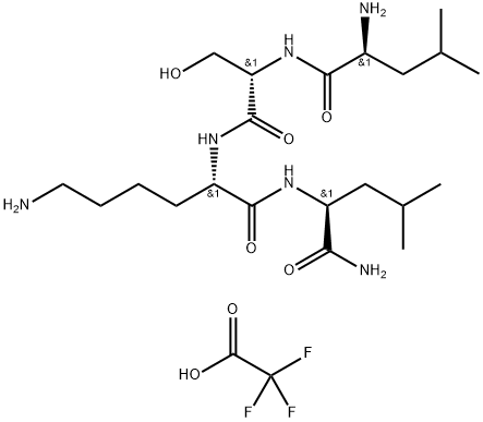 (S)-6-氨基-N-((S)-1-氨基-4-甲基-1-氧代戊-2-基)-2-((S)-2-((S)-2-氨基- 4-甲基戊酰胺)-3-羟基丙酰胺)己酰胺三氟乙酸盐, 2828433-17-4, 结构式