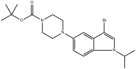 1-Piperazinecarboxylic acid, 4-[3-bromo-1-(1-methylethyl)-1H-indol-5-yl]-, 1,1-dimethylethyl ester|4-(3-溴-1-异丙基-1H-吲哚-5-基)哌嗪-1-羧酸叔丁酯