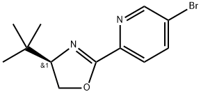 Pyridine, 5-bromo-2-[(4R)-4-(1,1-dimethylethyl)-4,5-dihydro-2-oxazolyl]- 化学構造式