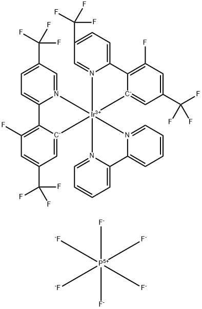 Iridium-(2,2'-bipyridine-κN1,κN1')bis[(3-fluoro-5-trifluoromethyl)-2-(5-trifluoromethyl-2-pyridinyl-κN)phenyl-κC]-hexafluorophosphate Struktur