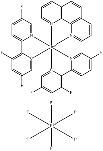 Iridium-(1,10-phenanthroline-κN1,κN10)bis[3,5-difluoro-2-(5-fluoro-2-pyridinyl-κN)phenyl-κC]-hexafluorophosphate Struktur