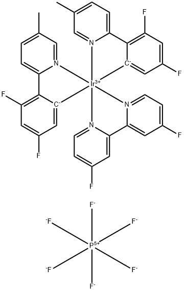 (4,4'-二氟-2,2'-联吡啶-ΚN1,ΚN1')双[3,5-二氟-2-(5-甲基-2-吡啶基-ΚN)苯基-ΚC]铱 六氟磷酸盐 结构式