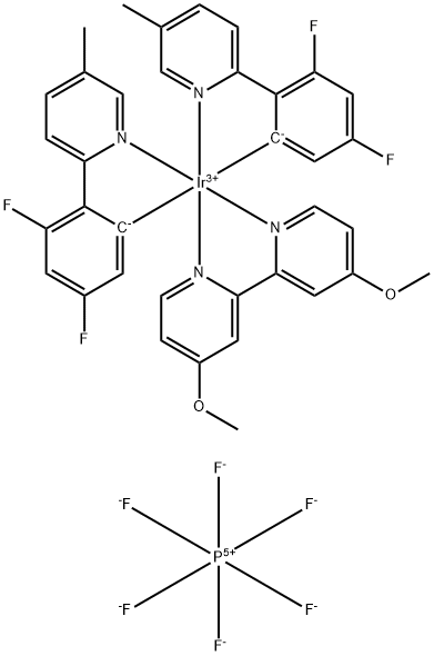 Iridium-(4,4'-dimethoxy-2,2'-bipyridine-κN1,κN1')bis[3,5-difluoro-2-(5-methyl-2-pyridinyl-κN)phenyl-κC]-hexafluorophosphate Struktur