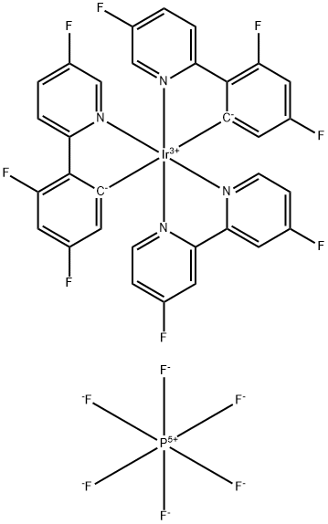 Iridium-(4,4'-difluoro-2,2'-bipyridine-κN1,κN1')bis[3,5-difluoro-2-(5-fluoro-2-pyridinyl-κN)phenyl-κC]-hexafluorophosphate Struktur