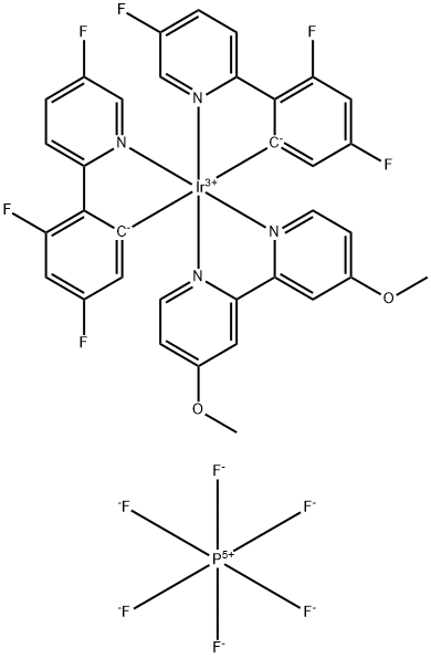 (4,4'-二甲氧基-2,2'-联吡啶-ΚN1,ΚN1')双[3,5-二氟-2-(5-氟-2-吡啶基-ΚN)苯基-ΚC]铱 六氟磷酸盐 结构式