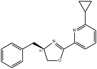 Pyridine, 2-cyclopropyl-6-[(4R)-4,5-dihydro-4-(phenylmethyl)-2-oxazolyl]- Structure