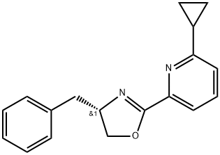 Pyridine, 2-cyclopropyl-6-[(4S)-4,5-dihydro-4-(phenylmethyl)-2-oxazolyl]- Structure