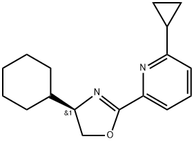 (R)-4-环己基-2-(6-环丙基吡啶-2-基)-4,5-二氢恶唑, 2828438-64-6, 结构式