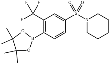Piperidine, 1-[[4-(4,4,5,5-tetramethyl-1,3,2-dioxaborolan-2-yl)-3-(trifluoromethyl)phenyl]sulfonyl]- Structure