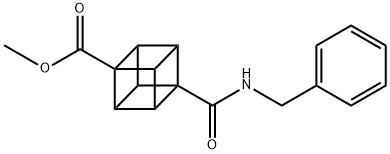 Pentacyclo[4.2.0.02,5.03,8.04,7]octane-1-carboxylic acid, 4-[[(phenylmethyl)amino]carbonyl]-, methyl ester 化学構造式