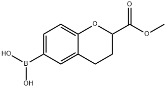 2H-1-Benzopyran-2-carboxylic acid, 6-borono-3,4-dihydro-, 2-methyl ester Structure