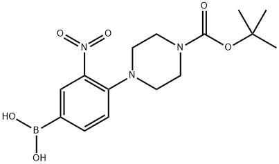 (4-(4-(叔丁氧基羰基)哌嗪-1-基)-3-硝基苯基)硼酸 结构式