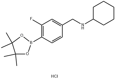 N-(3-氟-4-(4,4,5,5-四甲基-1,3,2-二氧硼杂环戊烷-2-基)苄基)环己胺盐酸盐 结构式