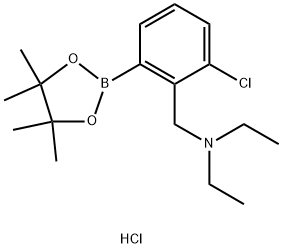 N-(2-Chloro-6-(4,4,5,5-tetramethyl-1,3,2-dioxaborolan-2-yl)benzyl)-N-ethylethanamine hydrochloride Struktur