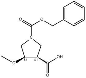 反式-1-((苄氧基)羰基)-4-甲氧基吡咯烷-3-羧酸, 2828447-01-2, 结构式