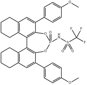 Methanesulfonamide, 1,1,1-trifluoro-N-[(11bS)-8,9,10,11,12,13,14,15-octahydro-2,6-bis(4-methoxyphenyl)-4-oxidodinaphtho[2,1-d:1',2'-f][1,3,2]dioxaphosphepin-4-yl]- Structure