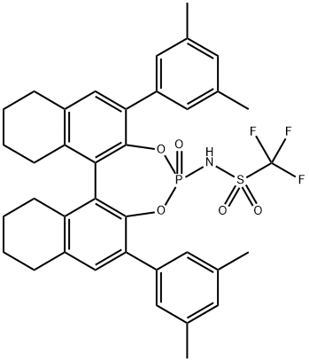 Methanesulfonamide, N-[(11bS)-2,6-bis(3,5-dimethylphenyl)-8,9,10,11,12,13,14,15-octahydro-4-oxidodinaphtho[2,1-d:1',2'-f][1,3,2]dioxaphosphepin-4-yl]-1,1,1-trifluoro- Struktur
