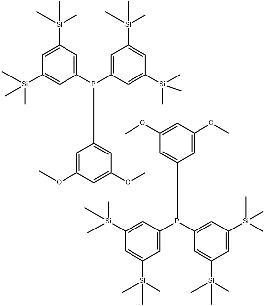 Phosphine, 1,1'-[(1S)-4,4',6,6'-tetramethoxy[1,1'-biphenyl]-2,2'-diyl]bis[1,1-bis[3,5-bis(trimethylsilyl)phenyl]- 化学構造式