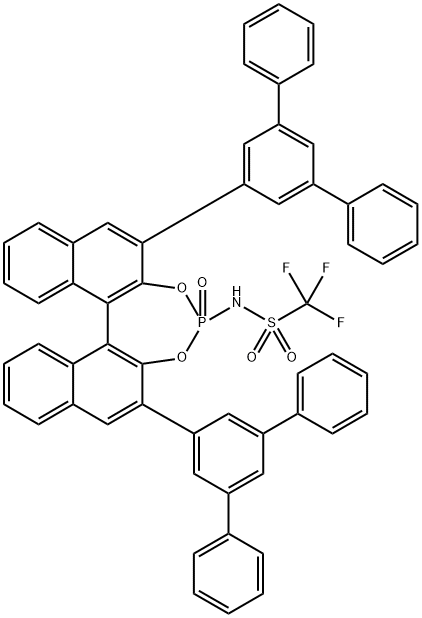 Methanesulfonamide, 1,1,1-trifluoro-N-[(11bS)-4-oxido-2,6-bis([1,1':3',1''-terphenyl]-5'-yl)dinaphtho[2,1-d:1',2'-f][1,3,2]dioxaphosphepin-4-yl]- Structure