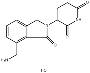 2,6-Piperidinedione, 3-[7-(aminomethyl)-1,3-dihydro-1-oxo-2H-isoindol-2-yl]-, hydrochloride (1:1) 化学構造式