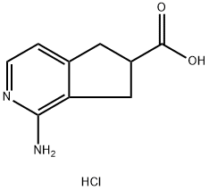 1-Amino-6,7-dihydro-5H-cyclopenta[c]pyridine-6-carboxylic acid hydrochloride 化学構造式