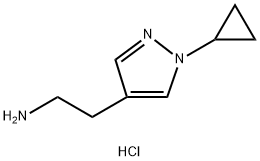 1H-Pyrazole-4-ethanamine, 1-cyclopropyl-, hydrochloride (1:1) 化学構造式