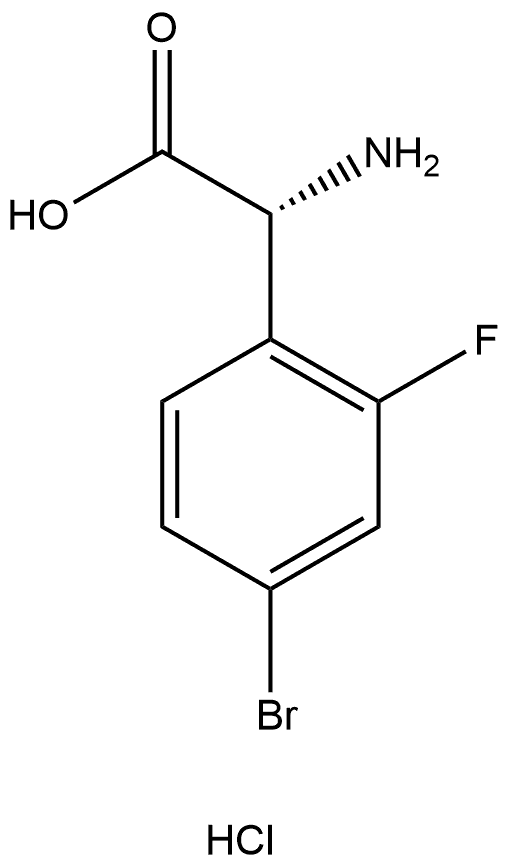 (R)-2-amino-2-(4-bromo-2-fluorophenyl)acetic acid
 hydrochloride 化学構造式