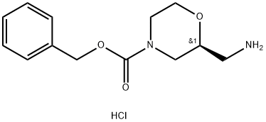 4-Morpholinecarboxylic acid, 2-(aminomethyl)-, phenylmethyl ester, hydrochloride (1:2), (2S)- Structure
