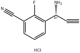 (R)-3-(1-Aminoprop-2-yn-1-yl)-2-fluorobenzonitrile hydrochloride 化学構造式