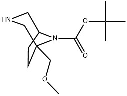 tert-Butyl 1-(methoxymethyl)-3,8-diazabicyclo[3.2.1]octane-8-carboxylate Struktur