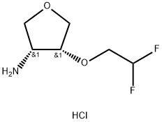 rel-(3R,4R)-4-(2,2-Difluoroethoxy)tetrahydrofuran-3-amine hydrochloride Struktur