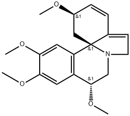 (10bS)-6α,8,9,12β-テトラメトキシ-1,10b-[1]ブテノ-3,5,6,10b-テトラヒドロピロロ[2,1-a]イソキノリン 化学構造式