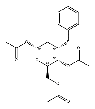.alpha.-D-ribo-Hexopyranose, 2-deoxy-3-S-phenyl-3-thio-, triacetate 化学構造式