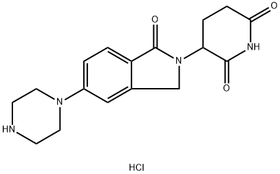 2,6-Piperidinedione, 3-[1,3-dihydro-1-oxo-5-(1-piperazinyl)-2H-isoindol-2-yl]-, hydrochloride (1:2) Struktur