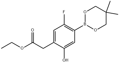 2-(4-(5,5-二甲基-1,3,2-二氧硼烷-2-基)-5-氟-2-羟基苯基)乙酸乙酯,2870647-62-2,结构式
