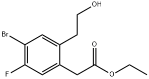 Ethyl 2-(4-bromo-5-fluoro-2-(2-hydroxyethyl)phenyl)acetate 化学構造式