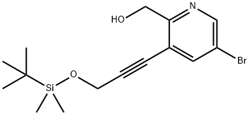 (5-Bromo-3-(3-((tert-butyldimethylsilyl)oxy)prop-1-yn-1-yl)pyridin-2-yl)methanol Structure