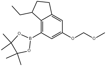 2-(3-Ethyl-6-(methoxymethoxy)-2,3-dihydro-1H-inden-4-yl)-4,4,5,5-tetramethyl-1,3,2-dioxaborolane Struktur