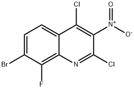 7-Bromo-2,4-dichloro-8-fluoro-3-nitroquinoline Struktur