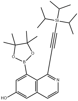 8-(4,4,5,5-Tetramethyl-1,3,2-dioxaborolan-2-yl)-1-((triisopropylsilyl)ethynyl)isoquinolin-6-ol Struktur