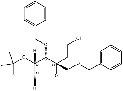 2-((3AR,5R,6S,6AR)-6-(苄氧基)-5-((苄氧)甲基)-2,2-二甲基四氢糠[2,3-D][1,3]二氧杂环戊-5-基)乙烷-1-醇, 287737-62-6, 结构式