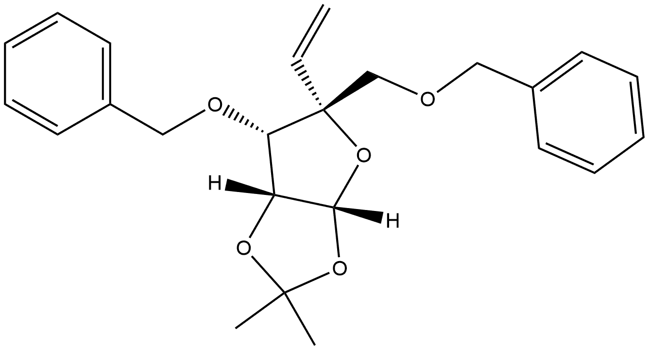 1-O,2-O-Isopropylidene-3-O,5-O-dibenzyl-4-vinyl-α-D-ribofuranose Structure