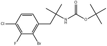 tert-Butyl (1-(2-bromo-4-chloro-3-fluorophenyl)-2-methylpropan-2-yl)carbamate 化学構造式