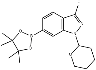 3-Fluoro-1-(tetrahydro-2H-pyran-2-yl)-6-(4,4,5,5-tetramethyl-1,3,2-dioxaborolan-2-yl)-1H-indazole Struktur