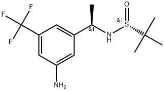 S(R)]-N-[(1R)-1-[3-Amino-5-(trifluoromethyl)phenyl]ethyl]-2-methyl-2-propanesulfinamide|S(R)]-N-[(1R)-1-[3-氨基-5-(三氟甲基)苯基]乙基]-2-甲基-2-丙磺酰胺