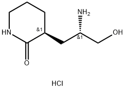 (S)-3-((S)-2-Amino-3-hydroxypropyl)piperidin-2-one hydrochloride Struktur