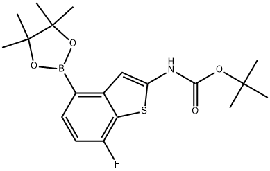 (7-氟-4-(4,4,5,5-四甲基-1,3,2-二氧硼杂环戊烷-2-基)苯并[B]噻吩-2-基)氨基甲酸叔丁酯 结构式