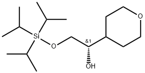 (S)-1-(Tetrahydro-2H-pyran-4-yl)-2-((triisopropylsilyl)oxy)ethan-1-ol 化学構造式