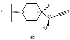 TRANS-(ΑS)-2-氨基-2-(4-(三氟甲基)环己基)乙腈盐酸盐, 2890222-84-9, 结构式